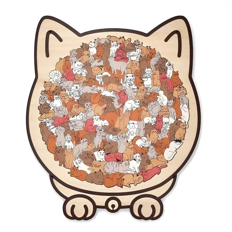 Difficult Wooden Cat Jigsaw Puzzle 135 Pieces