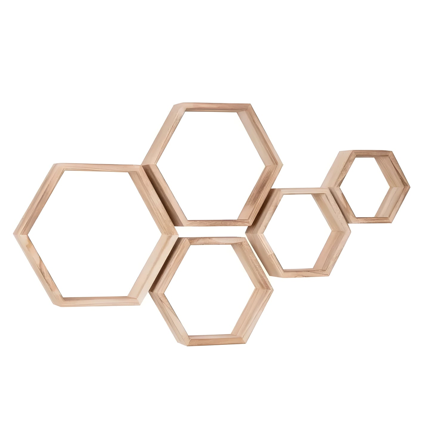 Rustic Wooden Hexagonal Wall Storage Shelves 5-Pack - Luxicro
