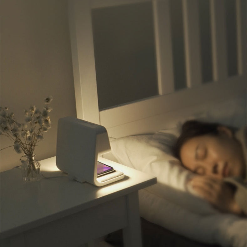 Compact Bedside Table Lamp with USB Charger and Clock