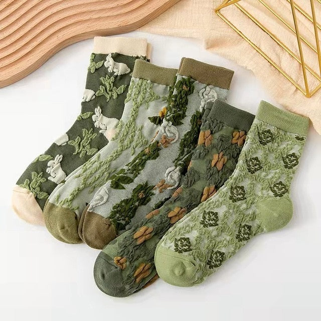 Colorful Flower Women's Ankle Socks 5 Pack