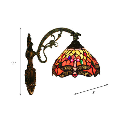 Elegant Bronze Wall Lamp with Stained Glass Shade