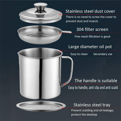 Heavy Duty Stainless Steel Oil Strainer Pot