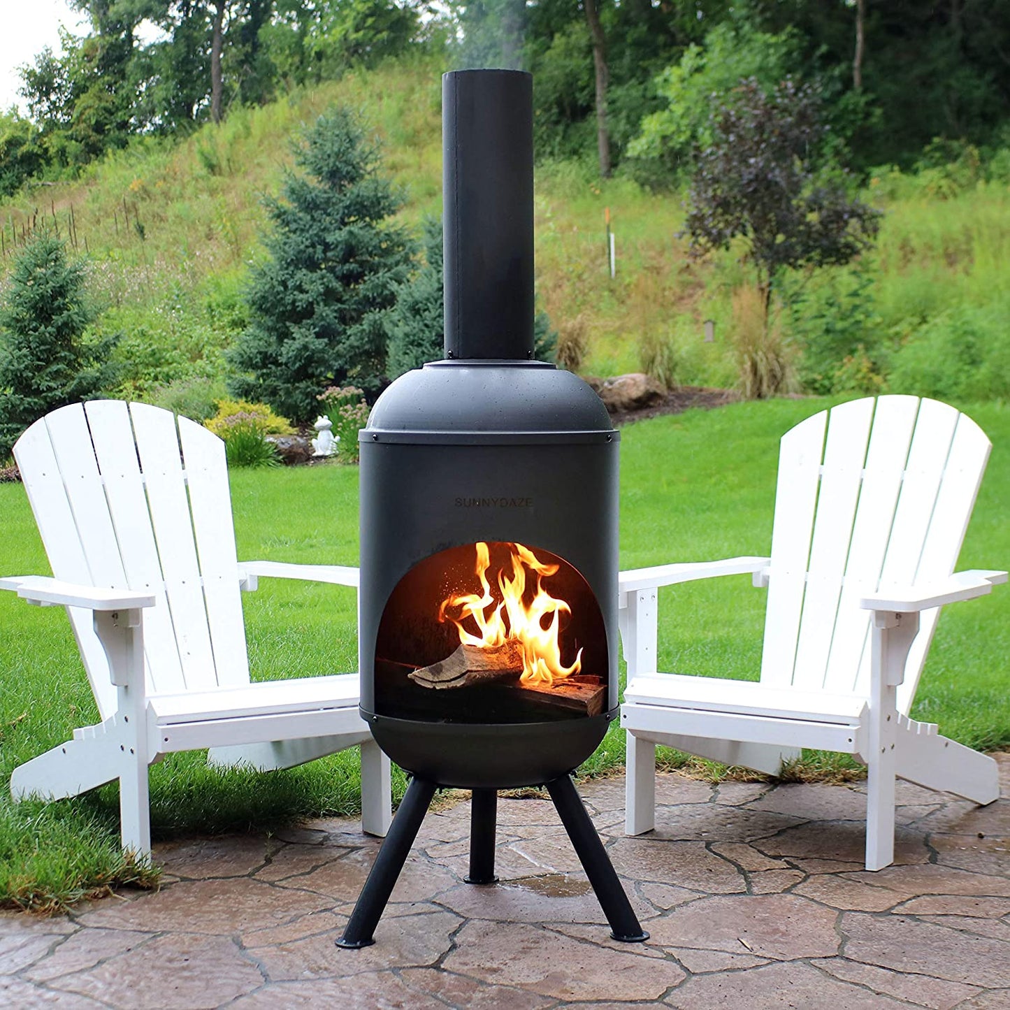 Large Metal Wood Burner Outdoor Fire Pit Chiminea Heater - Luxicro