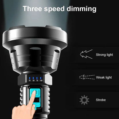 Bright 90000LM Rechargeable LED Torch with USB Charger