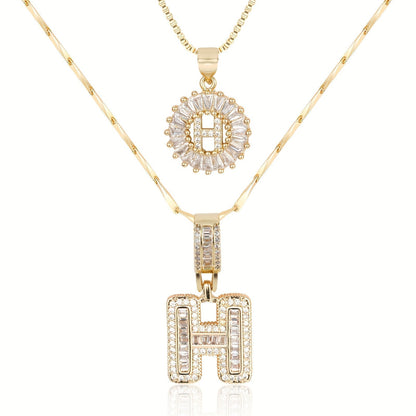 Custom 14k Gold Letter Diamond Necklaces