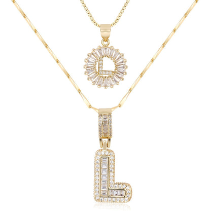 Custom 14k Gold Letter Diamond Necklaces