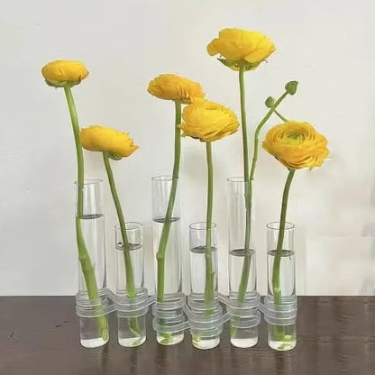 Flexible Flower Clear Glass Vase with Handles