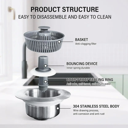 Easy Clean Sink Strainer & Stopper Set
