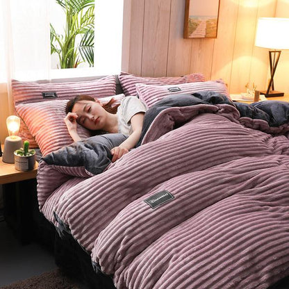Plush Corduroy Soft Velvet Bedding Set