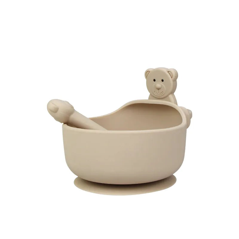 Soft Baby Feeding Bowl Set with Spoon and Suction Base