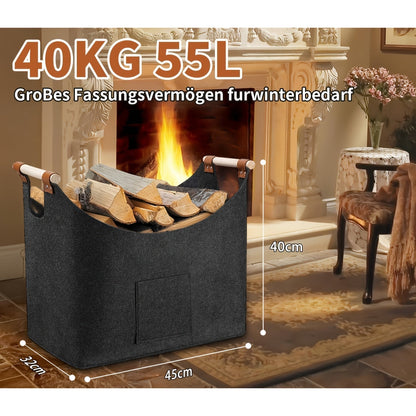Large Folding Storage Basket with Wood Handles