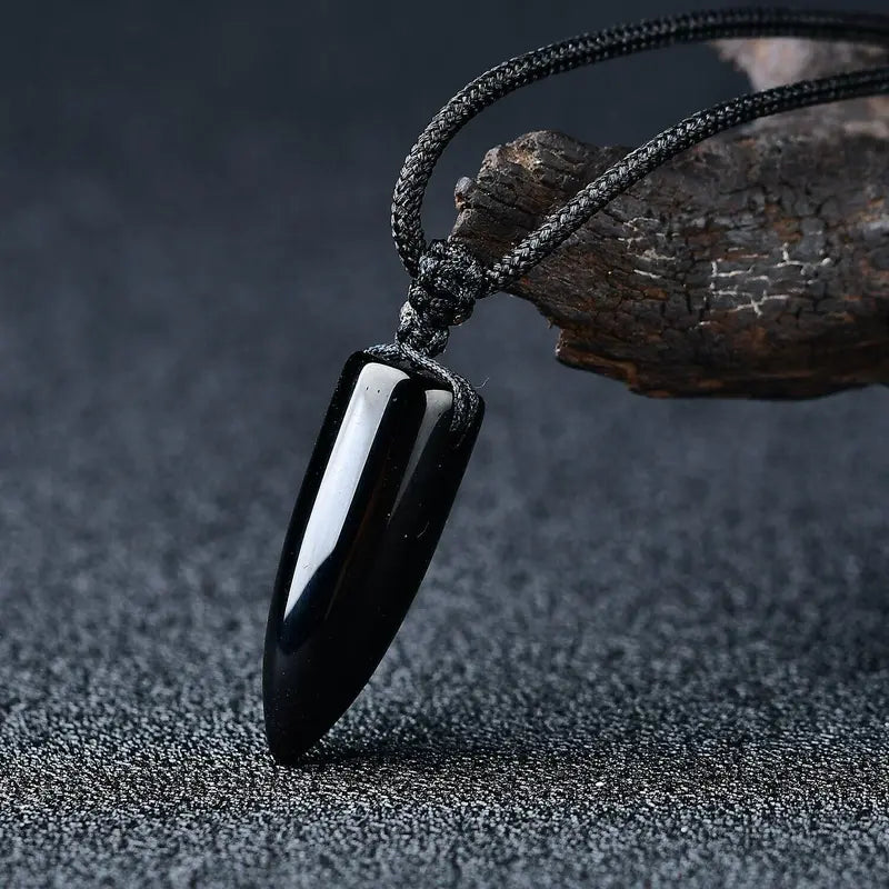 Bold Dark Stone Pendant Necklace