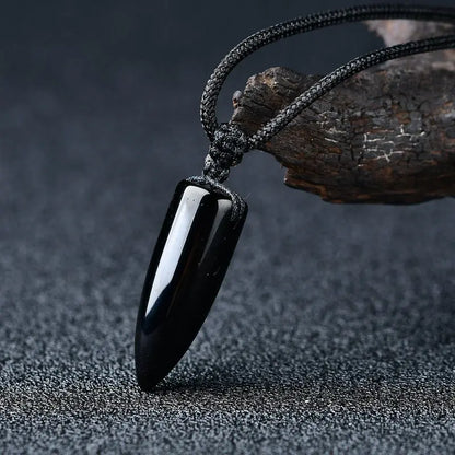 Bold Dark Stone Pendant Necklace