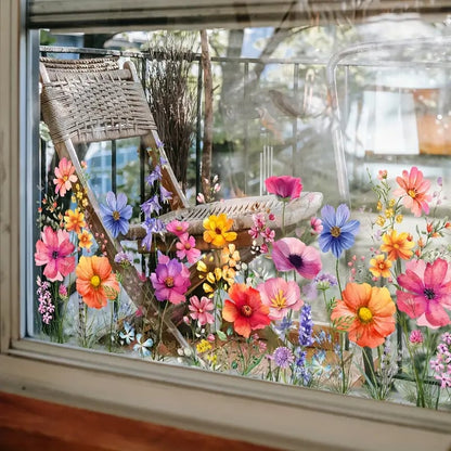 Colorful Floral Static Window Sticker