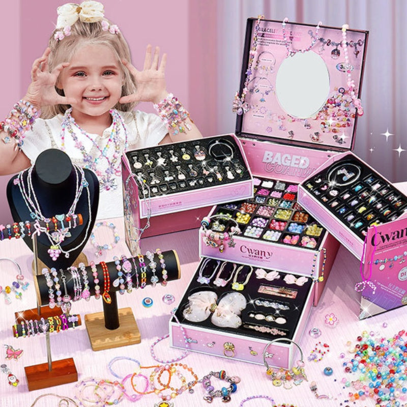 Fun Bead Jewelry Making Kit For Kids With Sparkly Gems