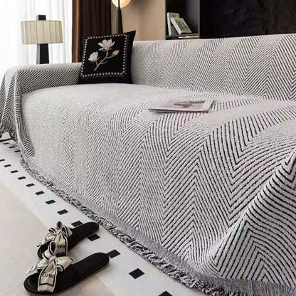Patterned Gray Fabric Sofa Slipcover