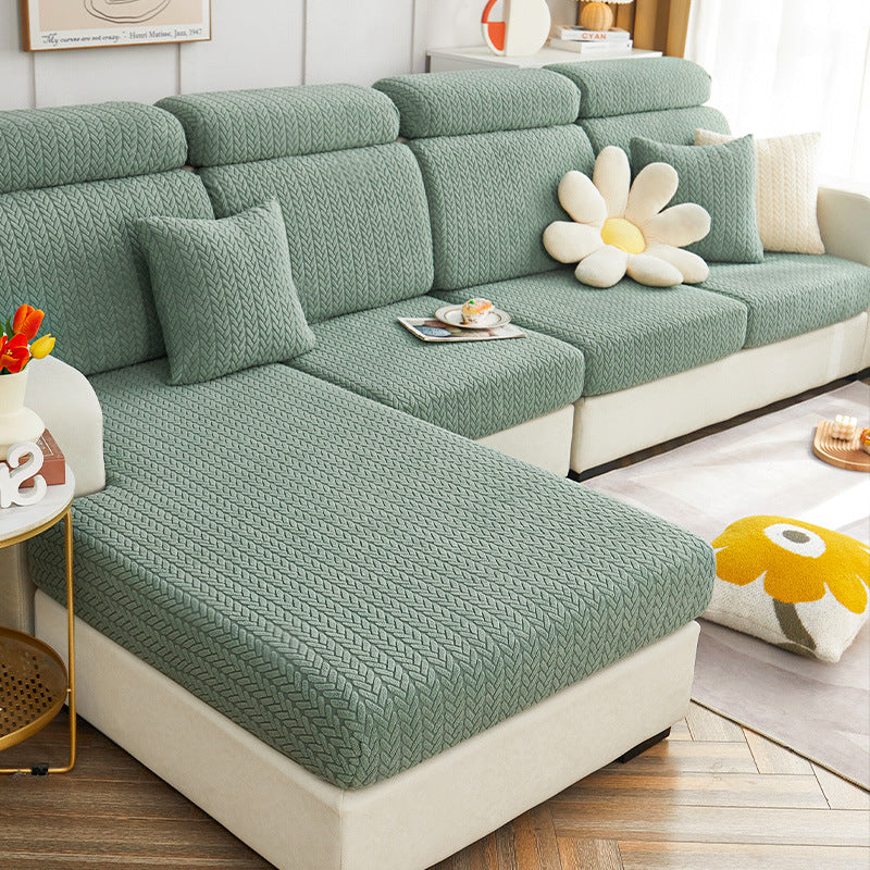 Soft Tan Plush Sectional Pet Sofa Cover