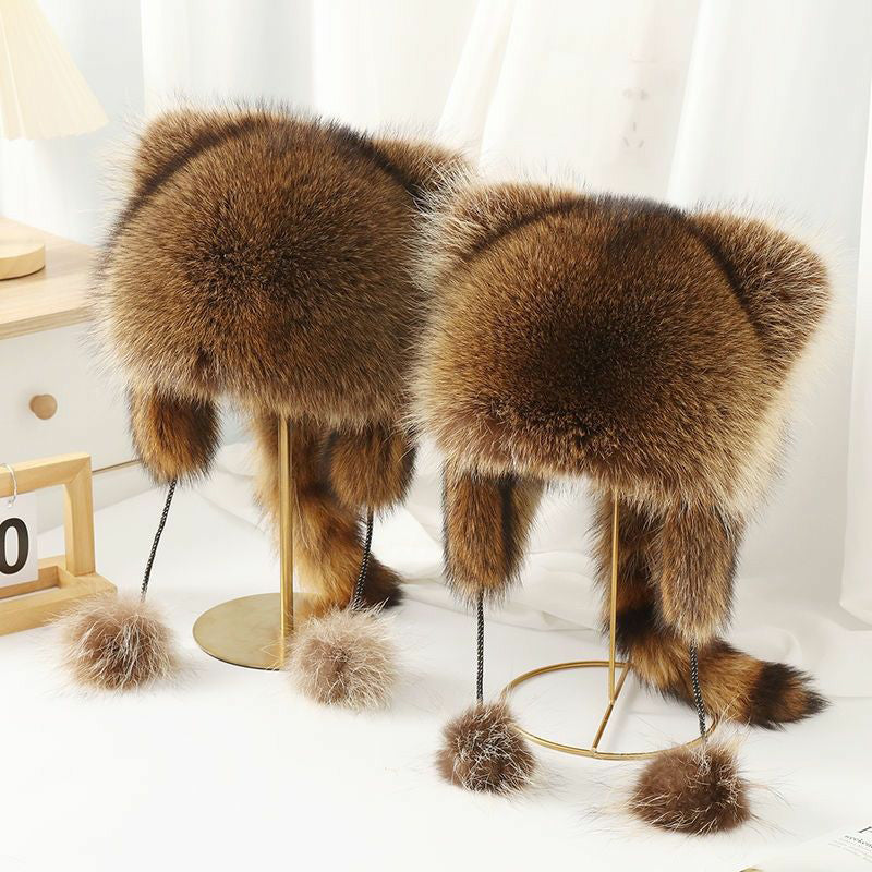 Soft Faux Fur Raccoon Plush Family Hat