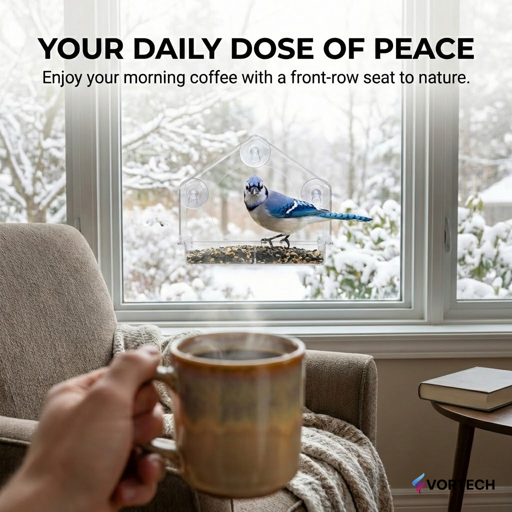 Easy Install Window Bird Feeder with Camera