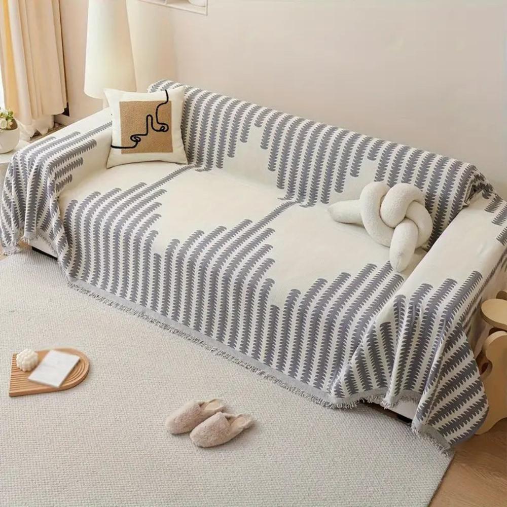 Stylish Black White Fern Couch Cover