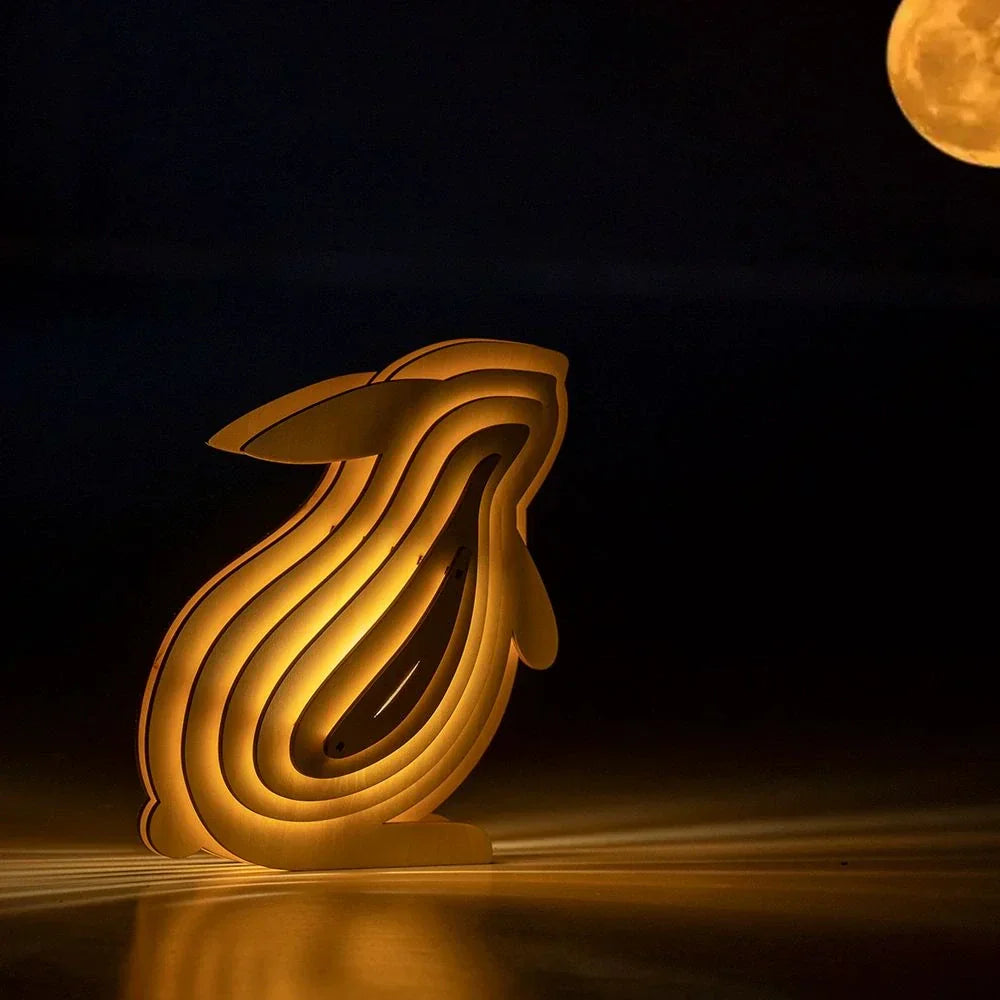 Rustic Wood Animal Desk Light