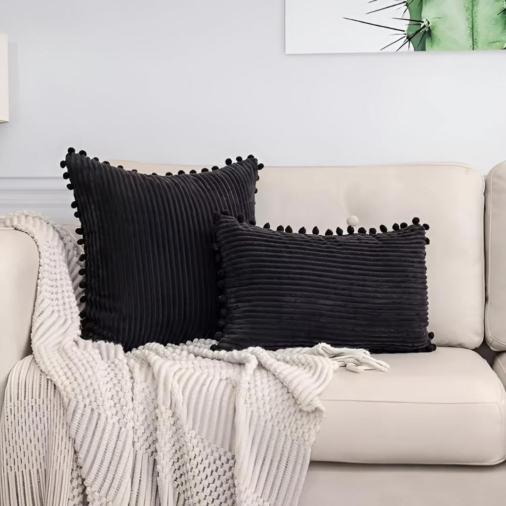 Soft Textured Ball Tassel Pillow Cover