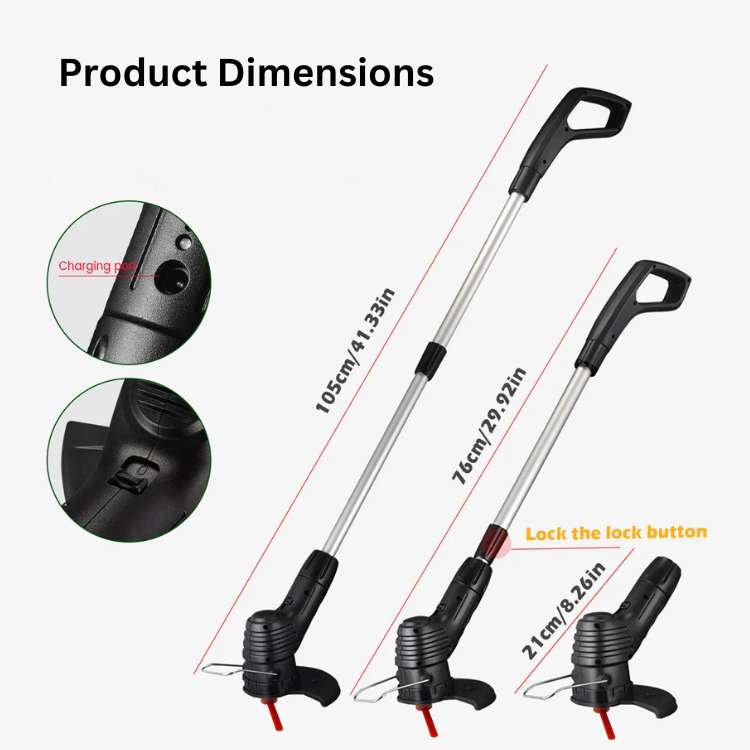 Cordless Rechargeable Lawn Trimmer with Long Battery Life