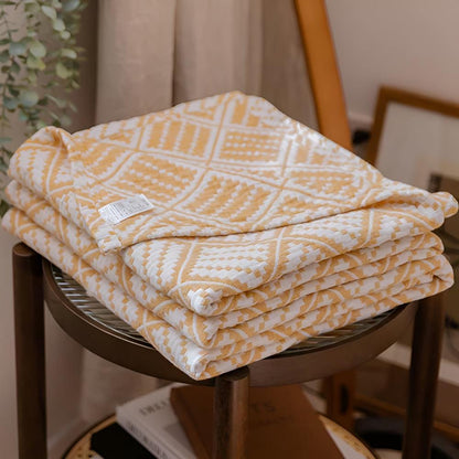 Warm Checkered Woolen Throw Blanket