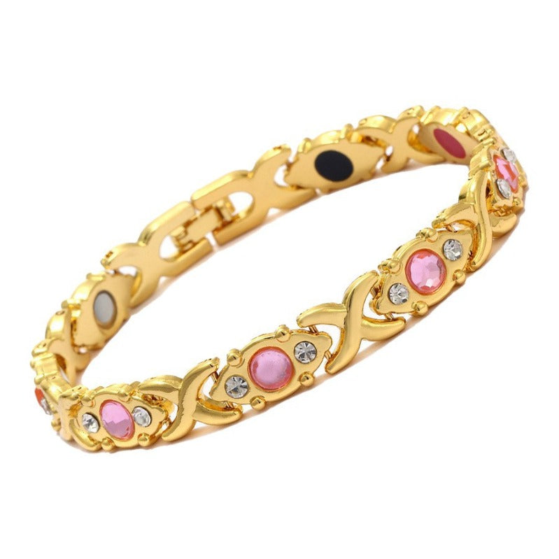 Elegant Pink Gold Buckle Bangle