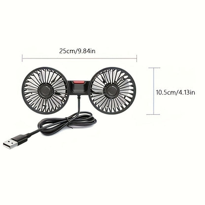 Portable Dual Car Fan with 360° Rotation & Silent Operation