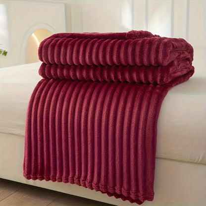 Soft Plush Throw Blanket with Woven Design