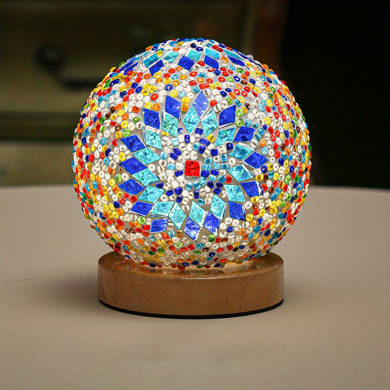 Beautiful Glass Table Lamp with Wooden Base - Luxicro