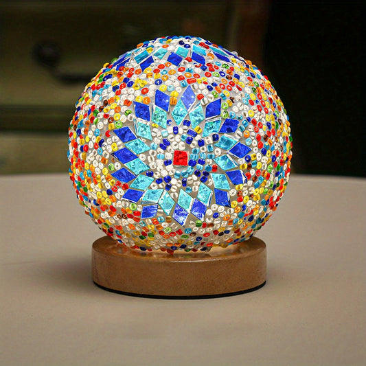 Beautiful Glass Table Lamp with Wooden Base - Luxicro