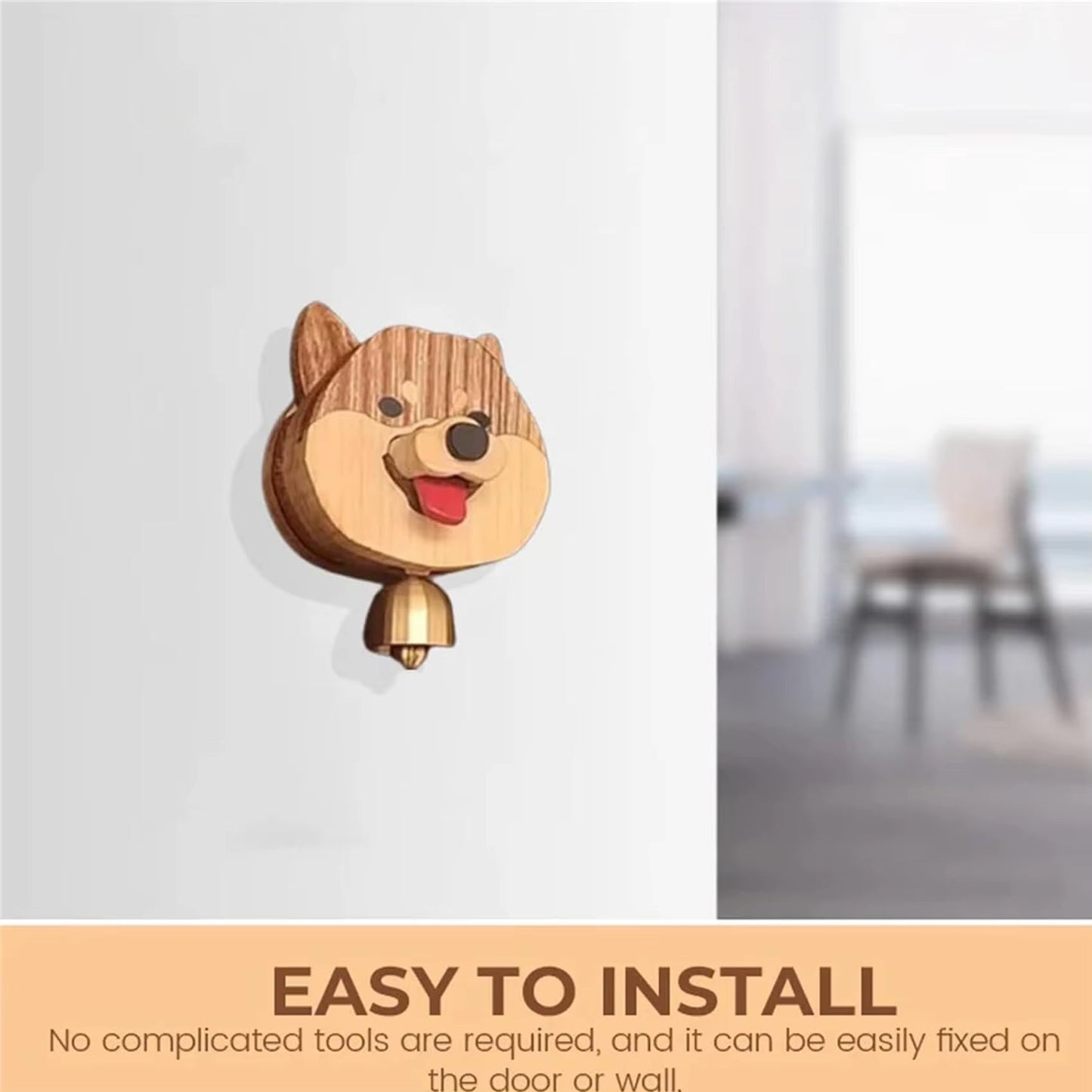Cute Puppy Doorbell Wooden Push Button