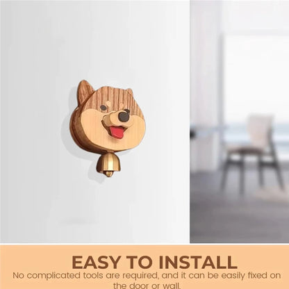 Cute Puppy Doorbell Wooden Push Button