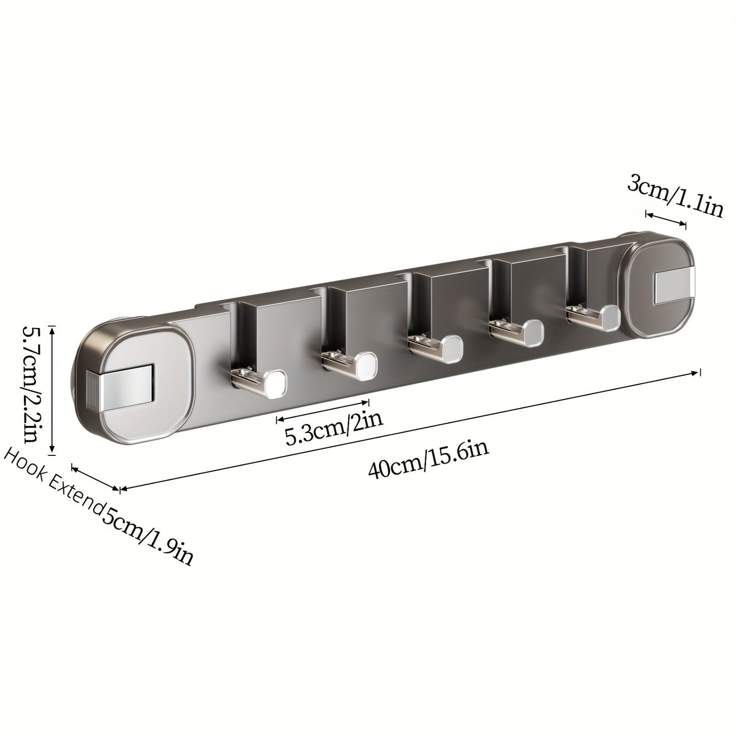 Simple Install 5 Hook Wall Mount Storage Rack
