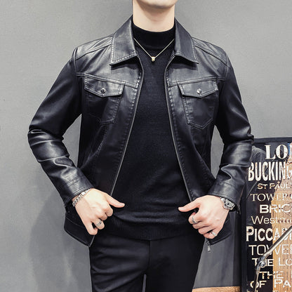 Cozy Mens Quilted Leather Winter Jacket