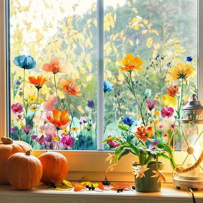 Colorful Floral Static Window Sticker
