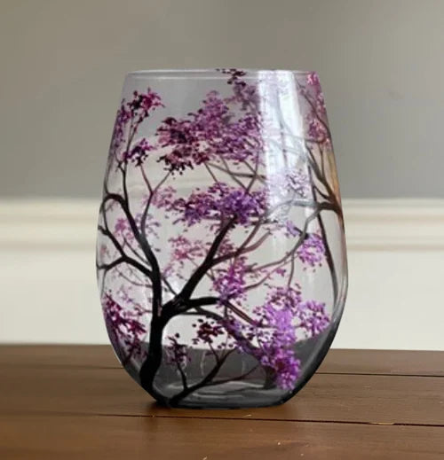 Beautiful Painted Wine Glass - Decorative Glassware