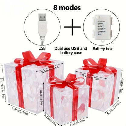 Bright LED Gift Boxes Set of 3 Christmas Decorations