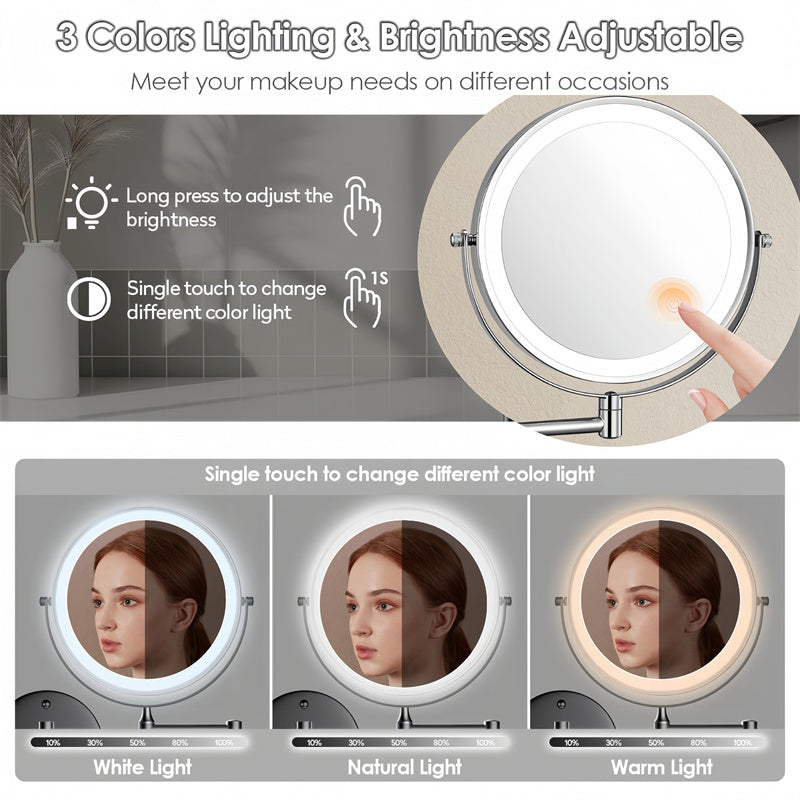 Bright LED Extendable Bathroom Mirror