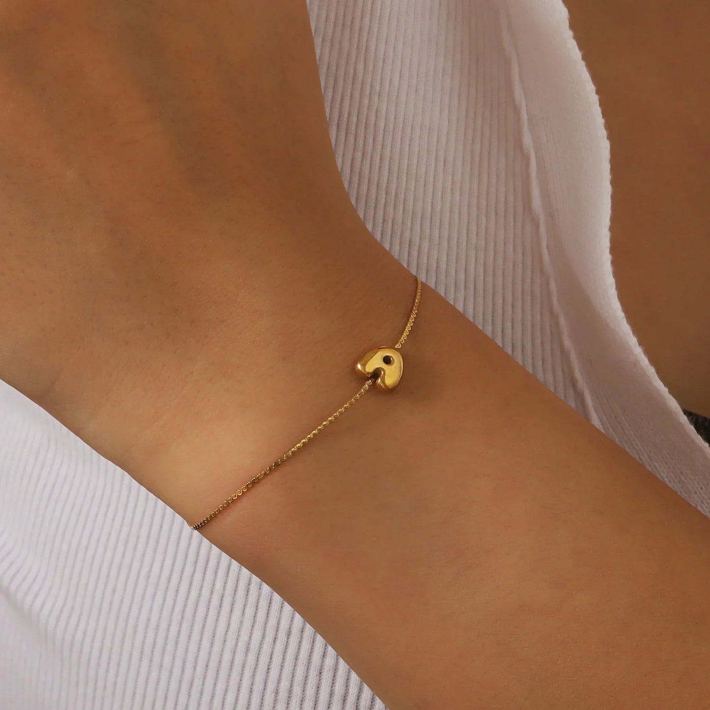 Dainty Personalized Letter Charm Bangle