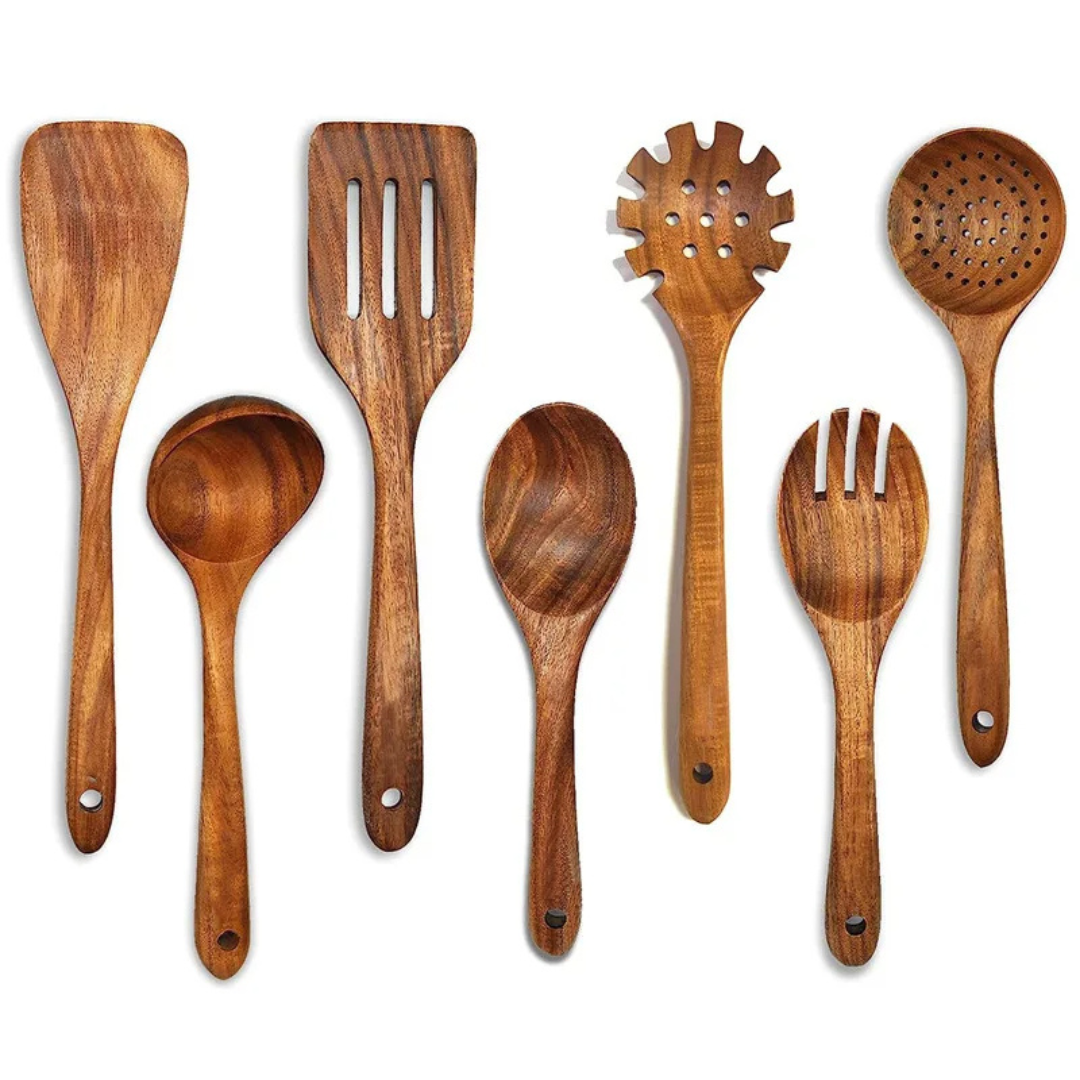 Eco Friendly Wooden Kitchen Tool Set Durable Cooking Utensils