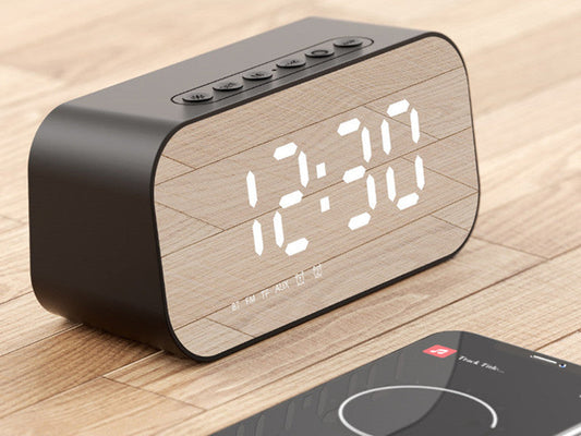 Compact Wireless Bluetooth Speaker with Clock & Thermometer - Luxicro