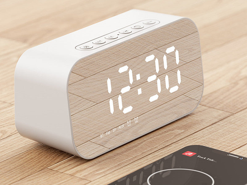 Compact Wireless Bluetooth Speaker with Clock & Thermometer