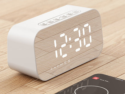 Compact Wireless Bluetooth Speaker with Clock & Thermometer