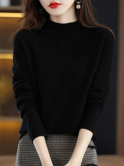 Cozy Crew Neck Wool Sweater for Women