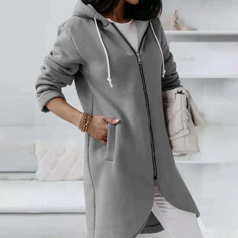 Cozy Oversized Women's Long Hoodie - Soft Zip Up Sweatshirt