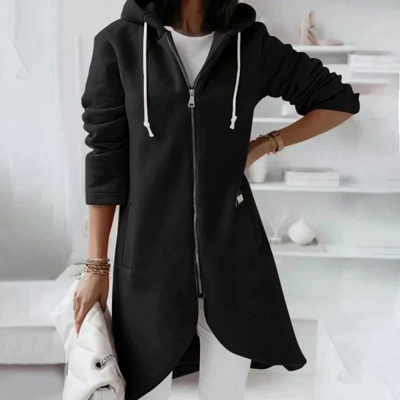 Cozy Oversized Women's Long Hoodie - Soft Zip Up Sweatshirt