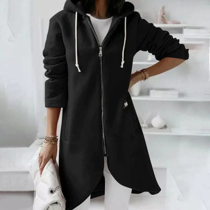 Cozy Oversized Women's Long Hoodie - Soft Zip Up Sweatshirt